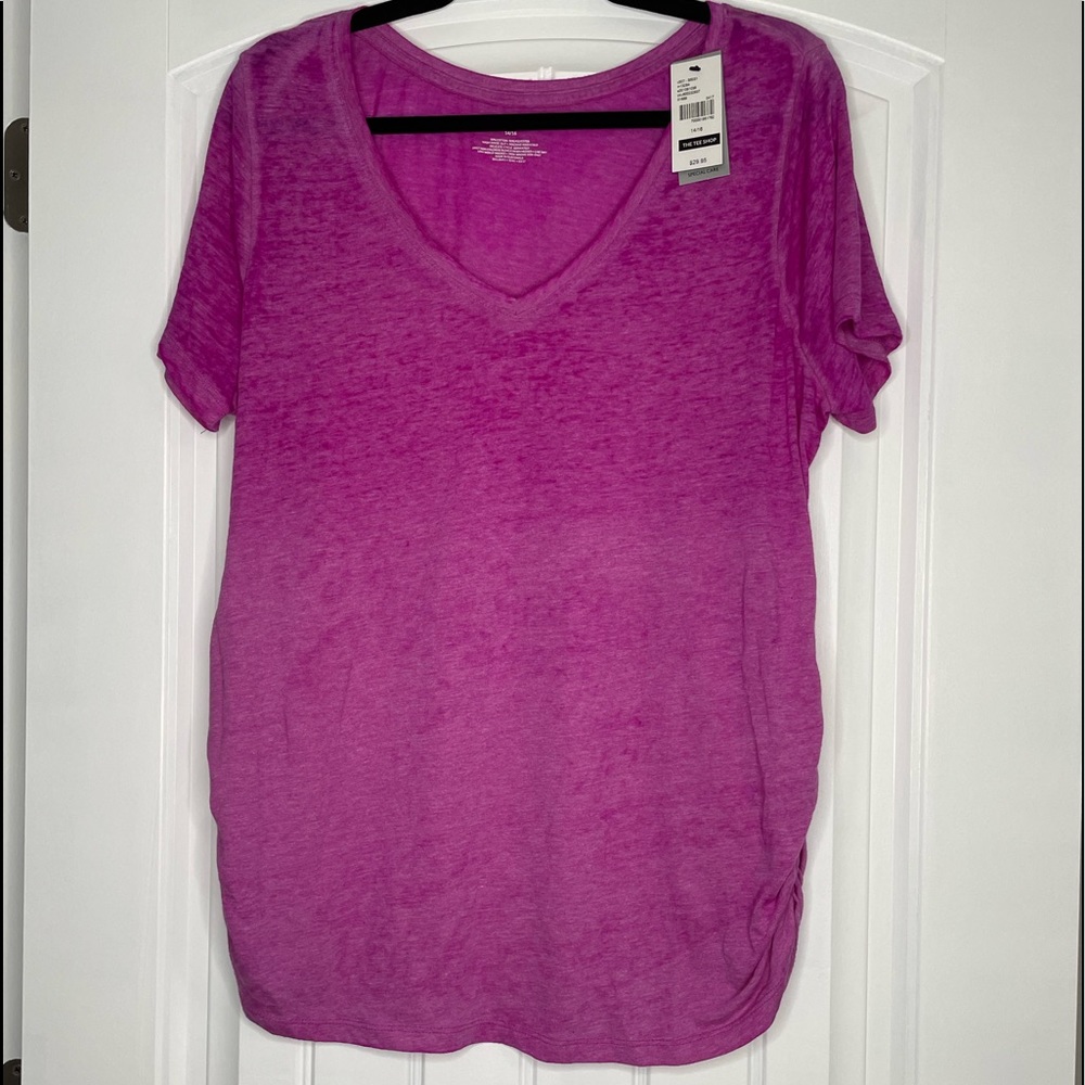 NWT Lane Bryant s/s V-neck Burnout Tee Size 14/16